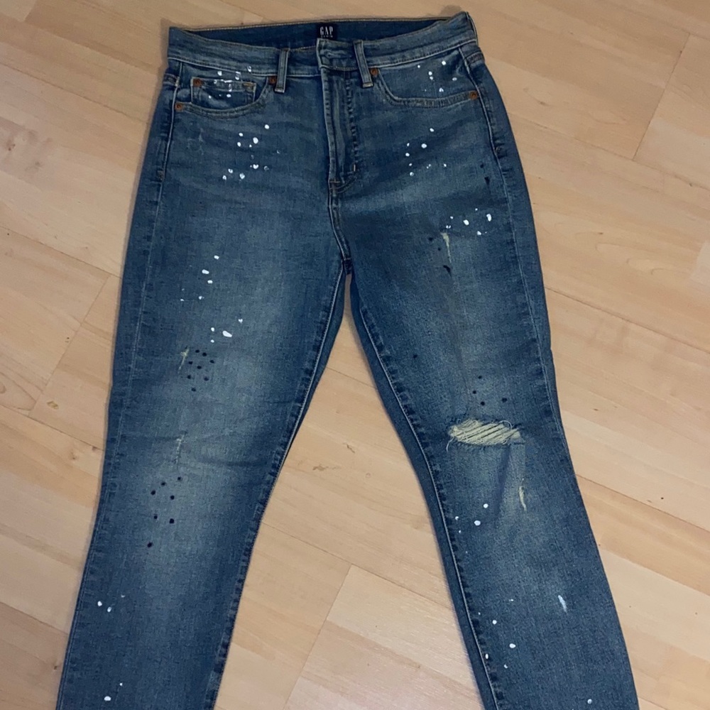 Gap High Rise Skinny Jeans - Paint Splattered